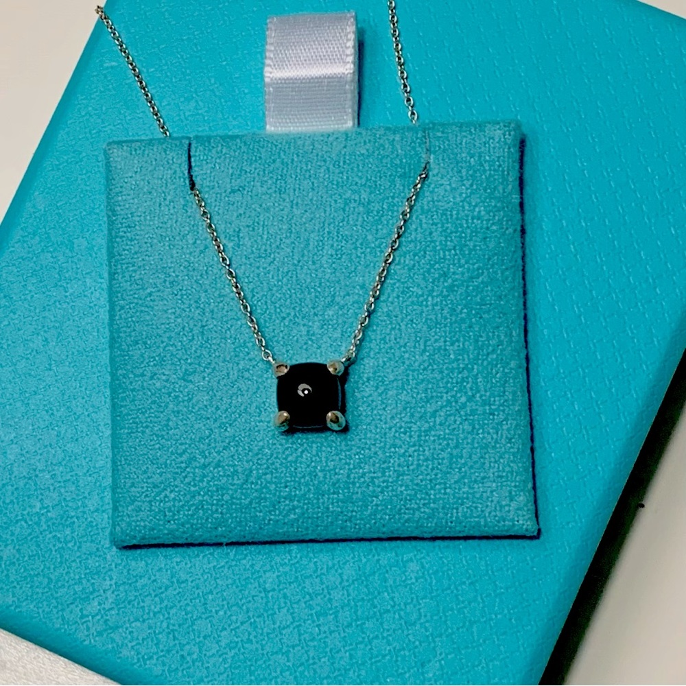 Tiffany & Co. 925 Silver Black Onyx Sugar Stack 18" Necklace